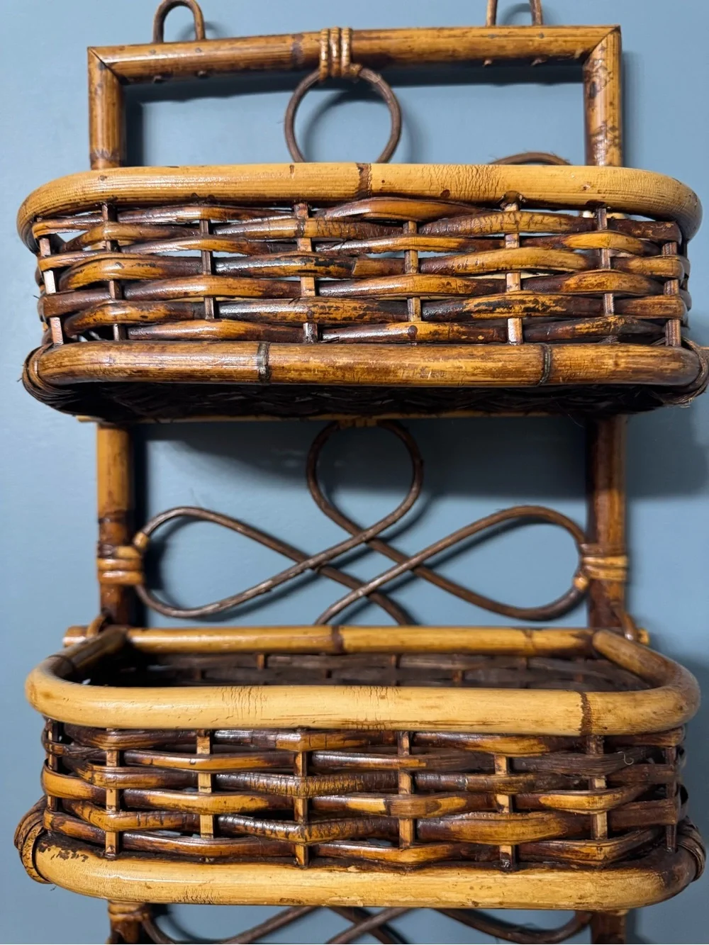 Three-Tier Woven Wall Shelf - Brown